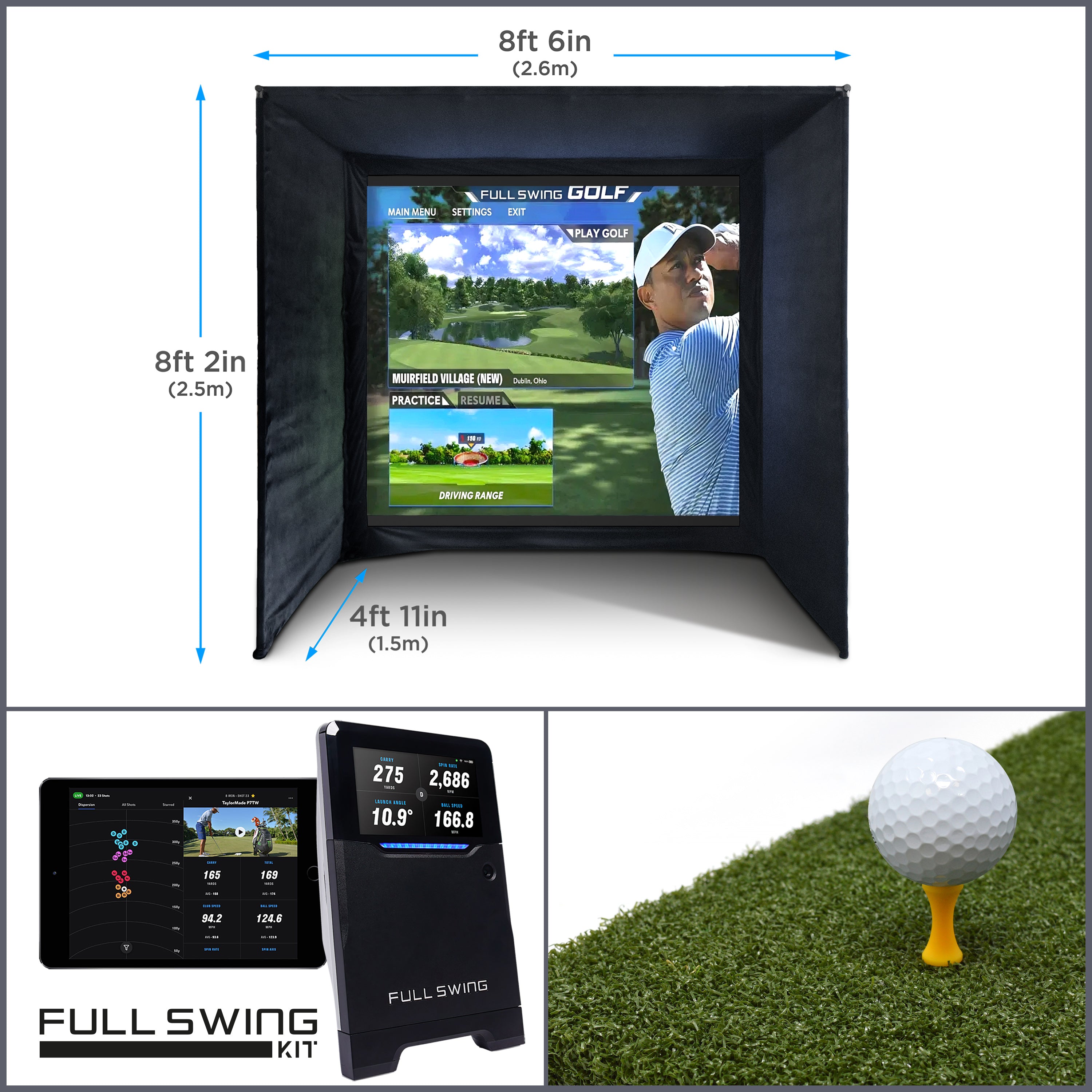 SimSpace Golf Simulator Studio | Komplettes Swing-KIT | Komplettes Luxus-Do-it-yourself-Paket