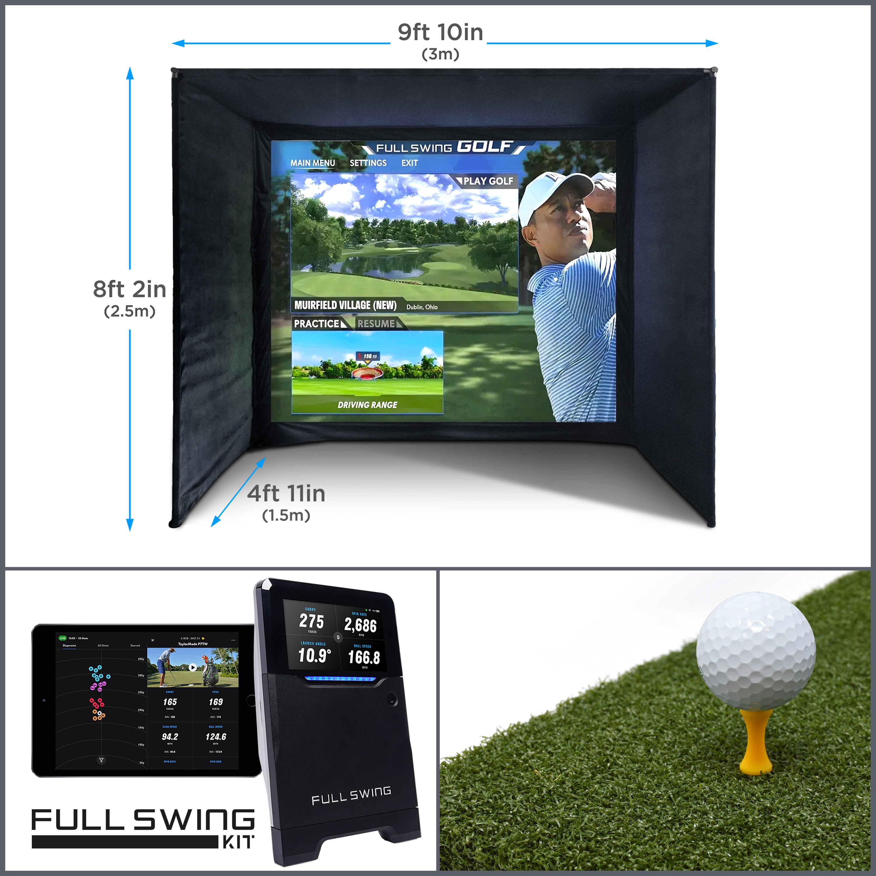 SimSpace Golf Simulator Studio | Komplettes Swing-KIT | Komplettes Luxus-Do-it-yourself-Paket