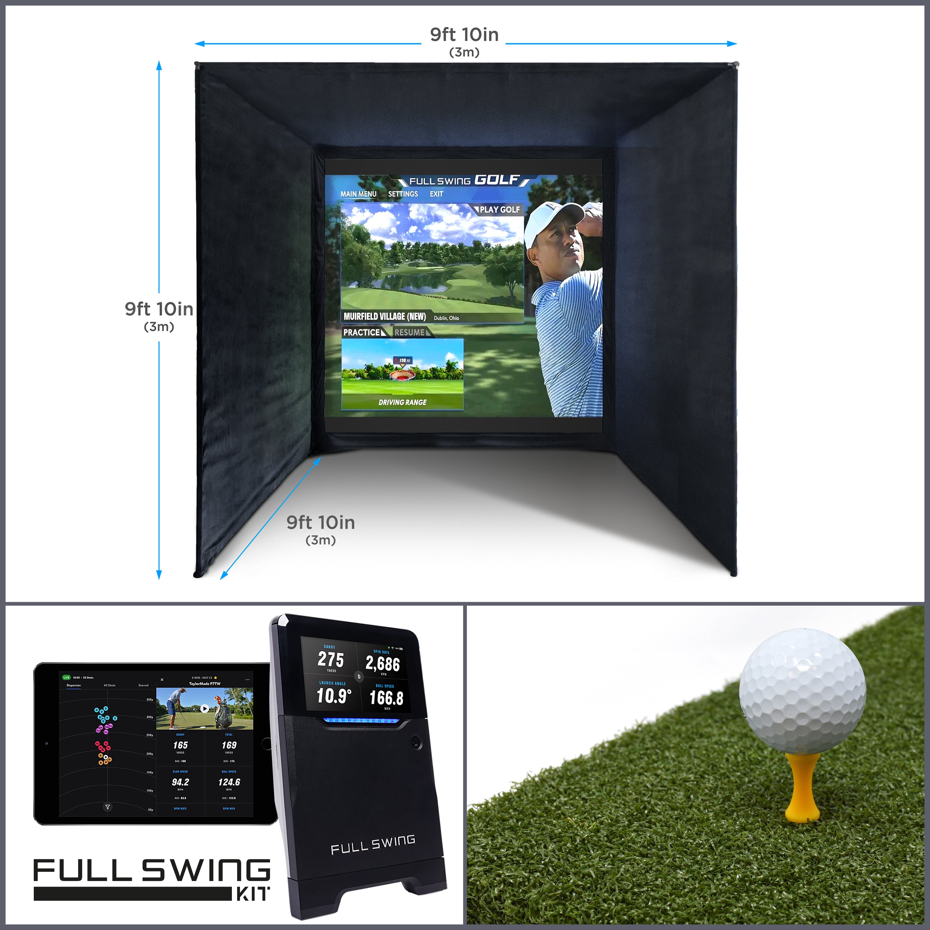 SimSpace Golf Simulator Studio | Komplettes Swing-KIT | Komplettes Luxus-Do-it-yourself-Paket