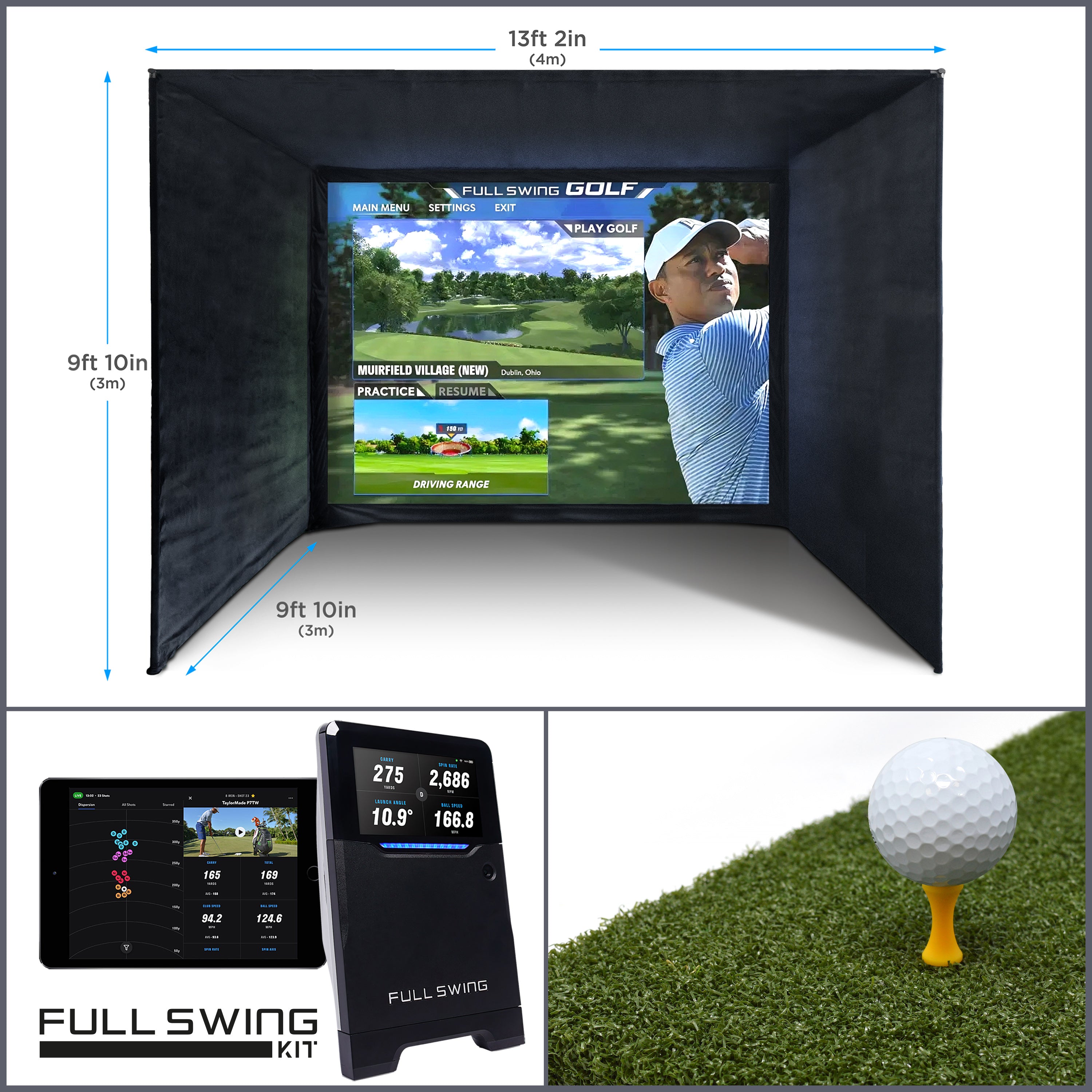 SimSpace Golf Simulator Studio | Komplettes Swing-KIT | Komplettes Luxus-Do-it-yourself-Paket