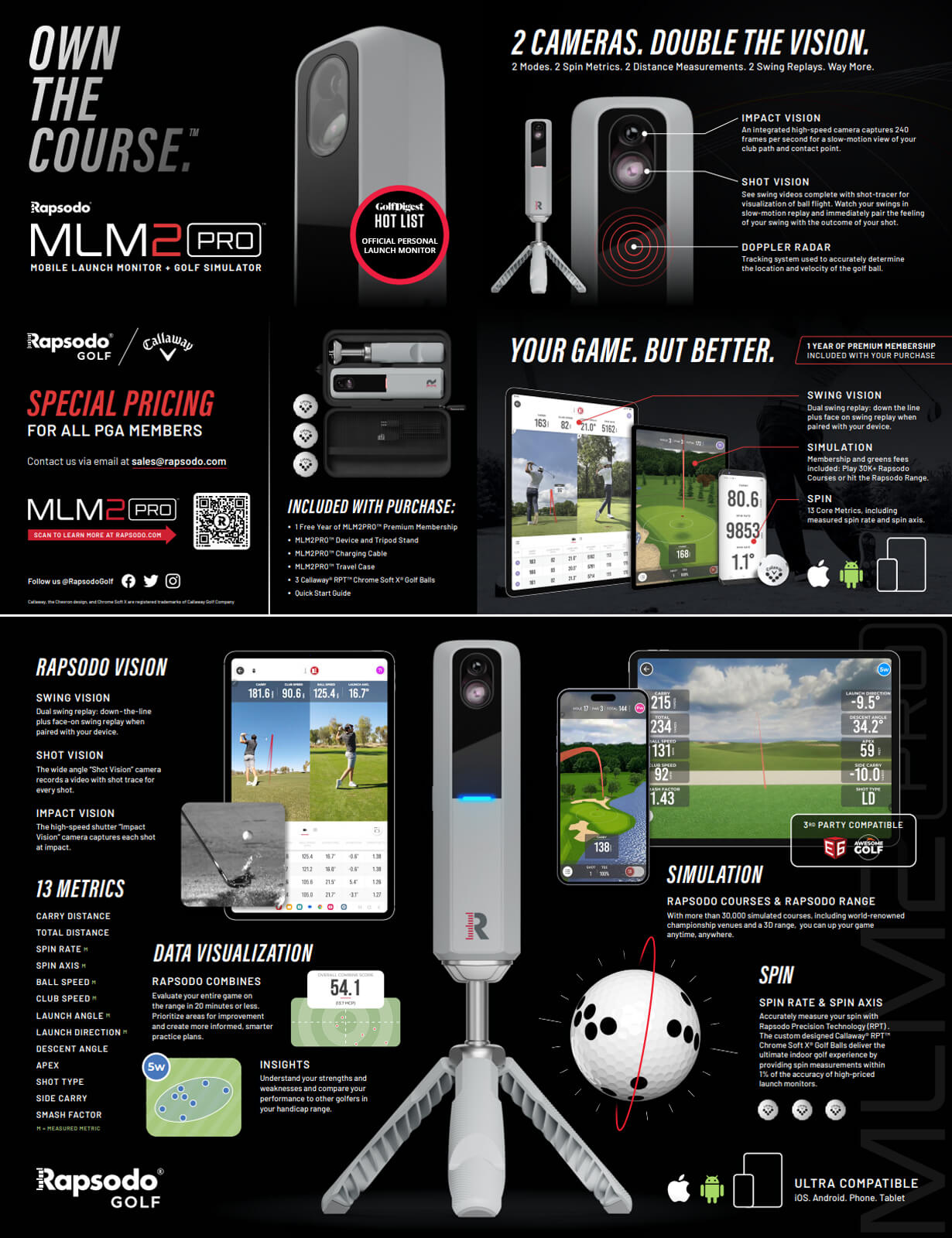 Rukket SPDR Golfnetz mit Driving Range Matte & Rapsodo MLN2Pro Simulator Kombiangebot